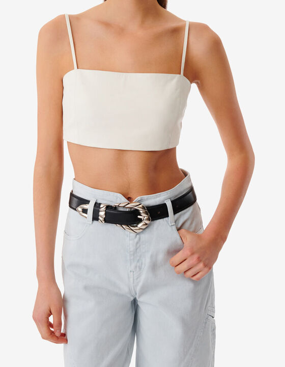 DAVINA LEATHER BRALETTE WITH STRAPS